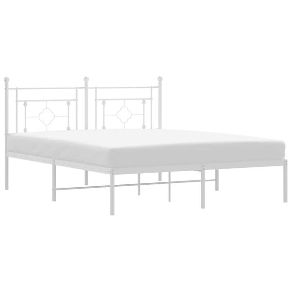 vidaXL Cadre de lit m&eacute;tal sans matelas et t&ecirc;te de lit blanc 150x200 cm