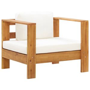 vidaXL Chaise de jardin avec coussin Cr&egrave;me Bois d'acacia solide