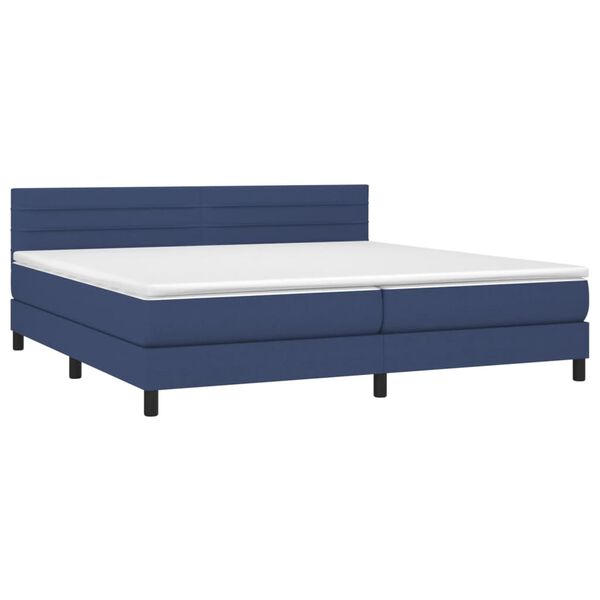 vidaXL Sommier &agrave; lattes de lit avec matelas Bleu 200x200 cm Tissu