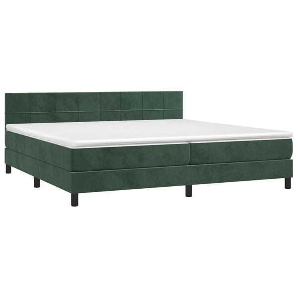 vidaXL Sommier &agrave; lattes de lit et matelas Vert fonc&eacute; 200x200cm Velours
