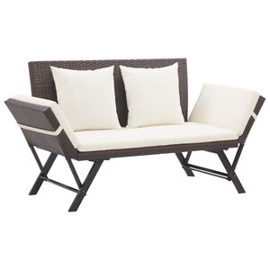 vidaXL Banc de jardin avec coussins marron 176 cm r&eacute;sine tress&eacute;e