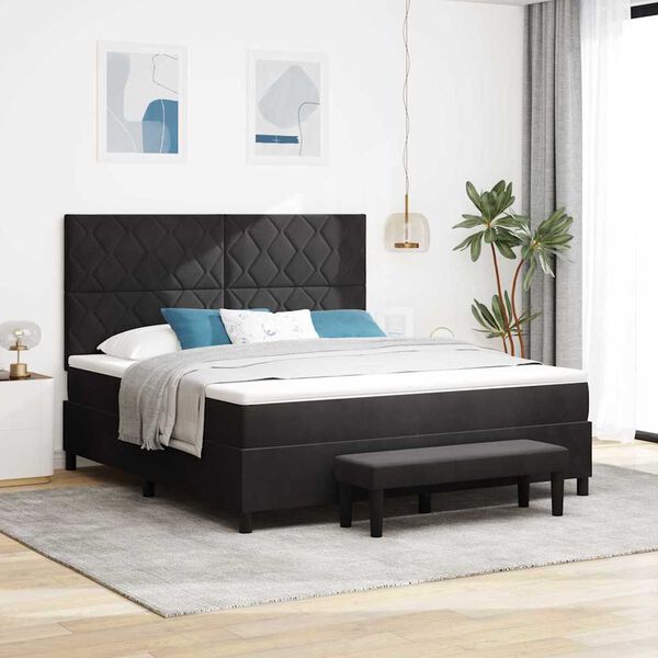 vidaXL Lit &agrave; ressorts avec matelas Noir 180 x 200 cm Velours