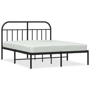 vidaXL Cadre de lit m&eacute;tal sans matelas avec t&ecirc;te de lit noir 135x190cm