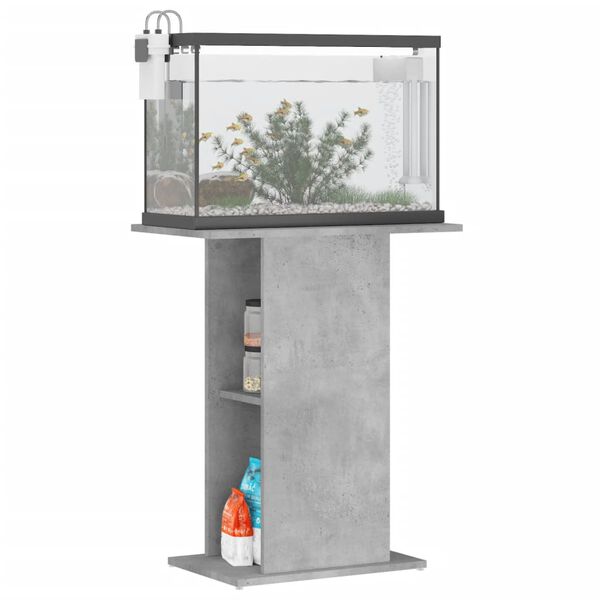 vidaXL Support d'aquarium en béton gris 60,5 x 36 x 72,5 cm Bois d'ingénierie
