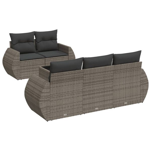vidaXL Salon de jardin 6 pcs avec coussins gris résine tressée