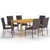vidaXL Ensemble &agrave; manger de jardin 7 pcs Marron