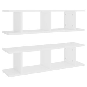 vidaXL &Eacute;tag&egrave;res murales 2 pcs Blanc 75x18x20 cm bois d'ing&eacute;nierie