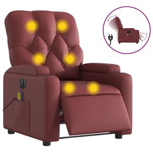 vidaXL Fauteuil de massage inclinable &eacute;lectrique rouge bordeaux