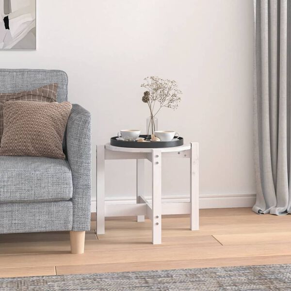 vidaXL Table basse Blanc &Oslash; 52,5x45 cm Bois massif de pin