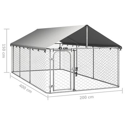vidaXL Chenil extérieur avec toit pour chiens 400x200x150 cm