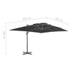 vidaXL Parasol de jardin d&eacute;port&eacute; avec m&acirc;t en aluminium 400 x 300 cm Anthracite