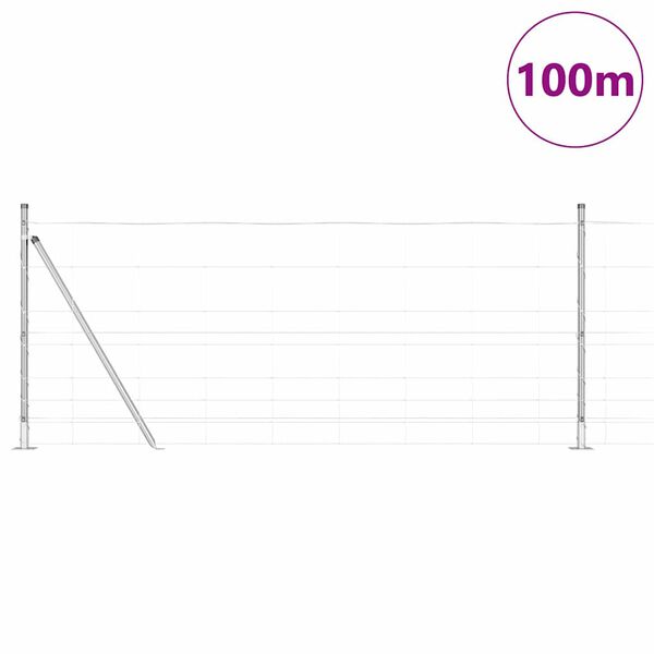 vidaXL Poteau de cl&ocirc;ture. Galvanis&eacute; 100 x 1 m Acier