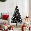 vidaXL Sapin de No&euml;l artificiel pr&eacute;-&eacute;clair&eacute; Noir 150 cm PVC