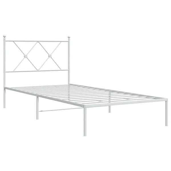 vidaXL Cadre de lit m&eacute;tal sans matelas avec t&ecirc;te de lit blanc 90x190cm