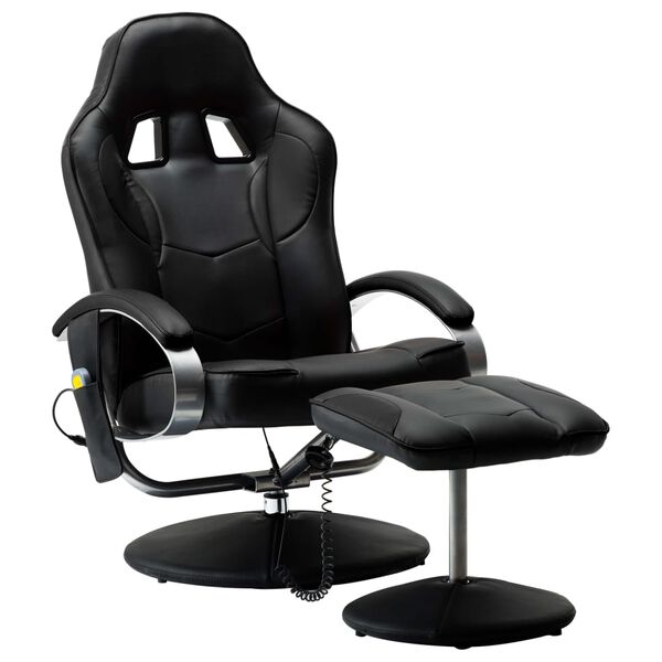 vidaXL Fauteuil de massage avec repose-pied noir similicuir