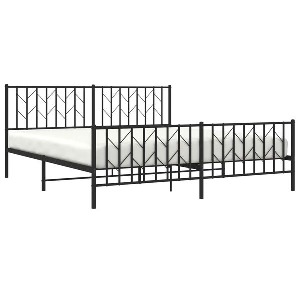 vidaXL Cadre de lit métal sans matelas avec pied de lit noir 183x213cm