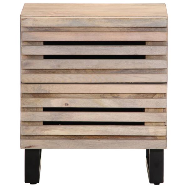 vidaXL Table de chevet 40x34x46 cm bois de manguier massif blanchi