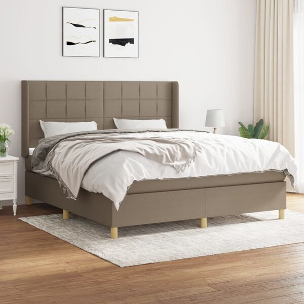 vidaXL Sommier &agrave; lattes de lit avec matelas Taupe 160x200 cm Tissu