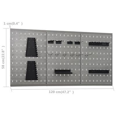 vidaXL Panneaux perforés muraux 3 pcs 40x58 cm Acier