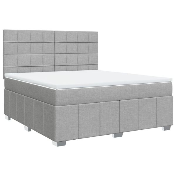 vidaXL Sommier &agrave; lattes de lit avec matelas Gris clair 180x200cm Tissu