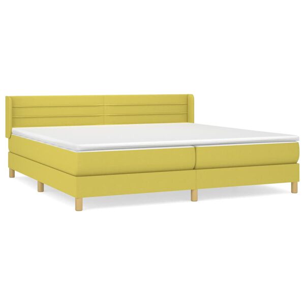 vidaXL Sommier &agrave; lattes de lit avec matelas Vert 200x200 cm Tissu