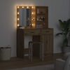 vidaXL Ensemble de table de maquillage avec LED 2 pcs Ch&ecirc;ne artisanal