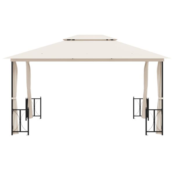 vidaXL Tonnelle avec parois et toit double 3x4 m Cr&egrave;me