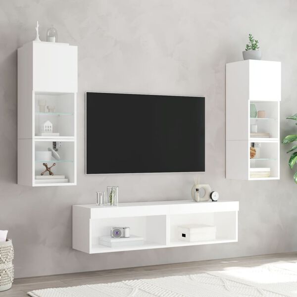 vidaXL Meuble TV avec lumi&egrave;res LED blanc 60x30x30 cm