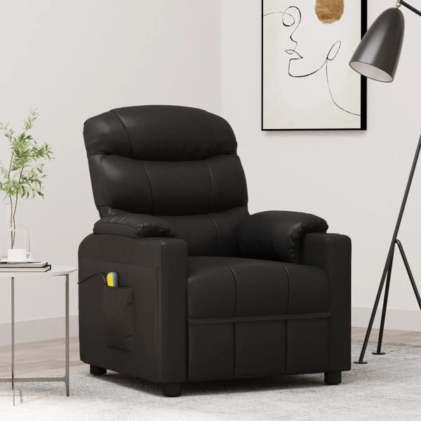 vidaXL Fauteuil de massage Noir Similicuir