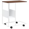 vidaXL Table d'appoint avec roues blanc 55x36x63,5cm bois d'ing&eacute;nierie