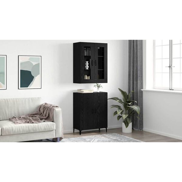 vidaXL Haut Armoire 2 pcs Ch&ecirc;ne noir Bois d'ing&eacute;nierie