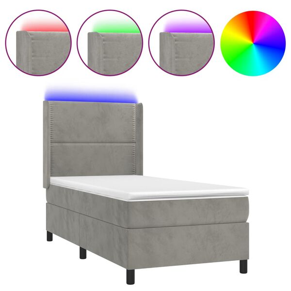 vidaXL Sommier &agrave; lattes de lit matelas LED Gris clair 90x190cm Velours