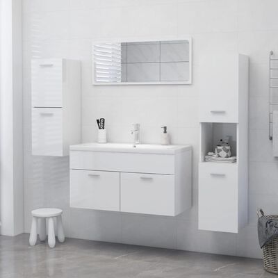 vidaXL Armoire de salle de bain Blanc brillant Bois d'ingénierie
