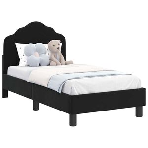 vidaXL Cadre de lit pour tout-petit avec t&ecirc;te de lit Noir 70 x 140 cm