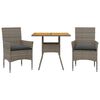vidaXL Ensemble &agrave; manger de jardin et coussins 3 pcs gris rotin acacia