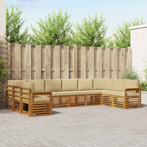 vidaXL Ensemble de canap&eacute; d'angle avec coussin 10 pcs Naturel et Beige