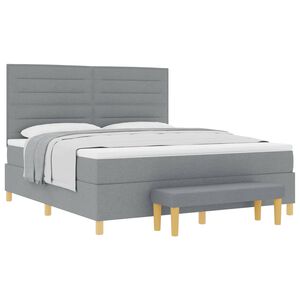 vidaXL Lit &agrave; ressorts avec matelas Gris clair 180 x 200 cm tissu