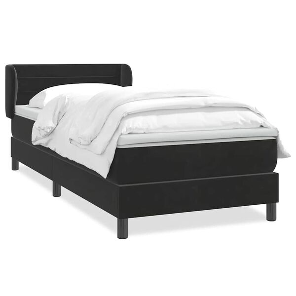 vidaXL Sommier &agrave; lattes de lit avec matelas noir 80x210 cm velours