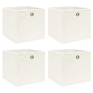 vidaXL Bo&icirc;tes de rangement 4 pcs Blanc 32x32x32 cm Tissu
