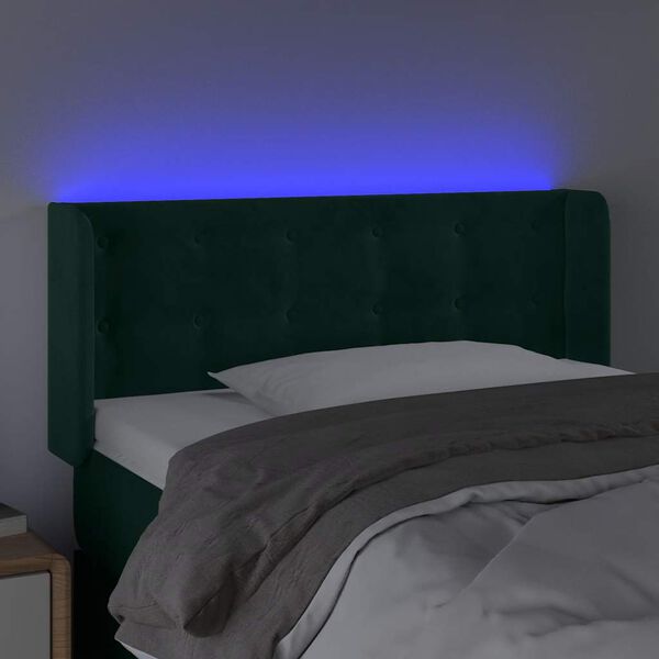 vidaXL T&ecirc;te de lit &agrave; LED Vert fonc&eacute; 103x16x78/88 cm Velours