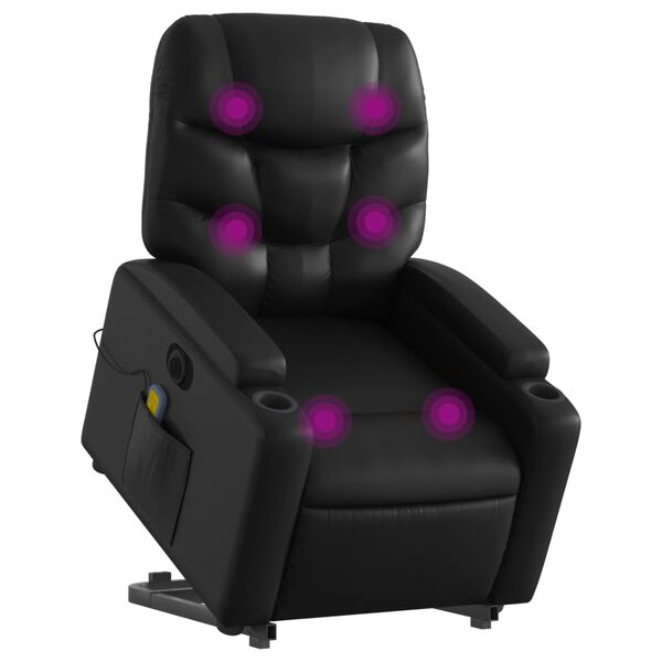 vidaXL Fauteuil inclinable de massage électrique noir similicuir