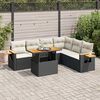 vidaXL Salon de jardin avec coussins 7 pcs noir r&eacute;sine tress&eacute;e acacia