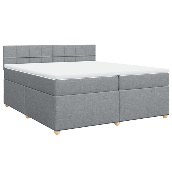 vidaXL Sommier &agrave; lattes de lit avec matelas Gris clair 200x200cm Tissu