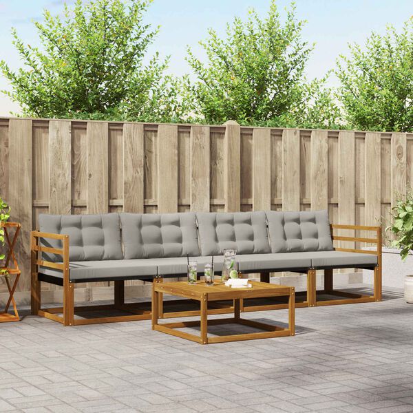 vidaXL Ensemble de canap&eacute;s d'ext&eacute;rieur 5 pcs Gris Naturel et Clair