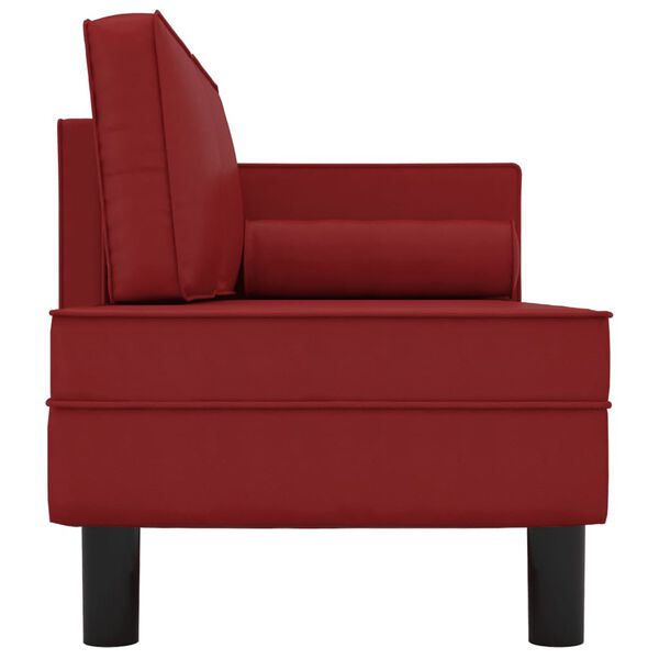 vidaXL Chaise longue coussins et traversin rouge bordeaux similicuir