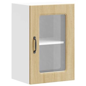 vidaXL Armoire murale de cuisine avec porte vitr&eacute;e "Kalmar" en bois d'ing&eacute;nierie ch&ecirc;ne Sonoma