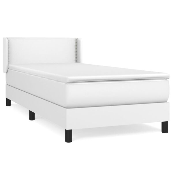 vidaXL Sommier &agrave; lattes de lit avec matelas Blanc 90x200 cm Similicuir