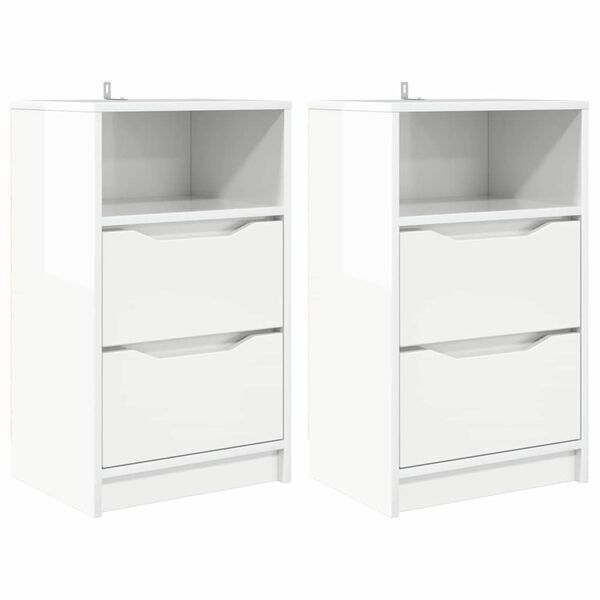 vidaXL Tables de chevet 2 pcs Blanc brillant 40 x 30 x 467 cm