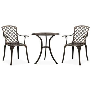 vidaXL Ensemble de bistro 3 pcs Aluminium coul&eacute; Bronze