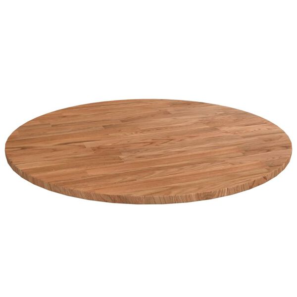 vidaXL Dessus de table rond Marron clair &Oslash;50x1,5 cm Bois ch&ecirc;ne trait&eacute;